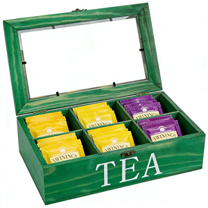 กล่องชาไม้ไผ่แบบมีหน้าต่างใส 9 ช่อง พร้อมตัวเลือกปรับแต่งสีได้หลากหลาย กล่องเก็บชา กล่องจัดระเบียบชา Teedose Teebox Theedoos - Product Image 3