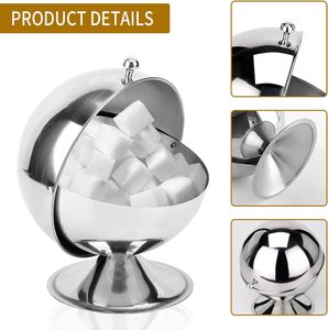<span class=keywords><strong>Sucrier</strong></span> sphérique en acier inoxydable <span class=keywords><strong>avec</strong></span> couvercle roulant, idéal pour bonbons, <span class=keywords><strong>avec</strong></span> <span class=keywords><strong>pince</strong></span> à sucre en acier inoxydable, pour cuisine, bar à café, boissons et usage domestique - Product Image 3