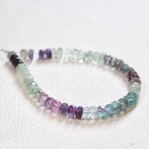 Perles de fluorite en pierre précieuse-Fluorite à facettes naturelles multicolores - Product Image 3