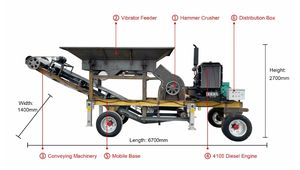 Küçük toptan taşınabilir mobil dizel çekiç kırıcı lamine cam kırma makinesi değirmen konveyör taş kırıcı çekiç kırıcı - Product Image 4