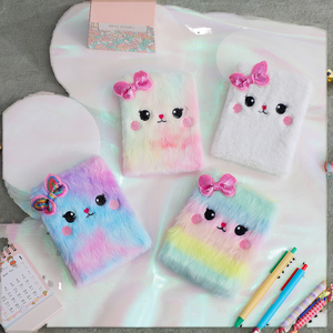 Soododo Cute Cartoon <b>Cat</b> <b>Plush</b> Notebook 5-inch Fabric Cover Travel Journal Printed Students Sewing Handbooks Birthday Gifts - Product Image 2