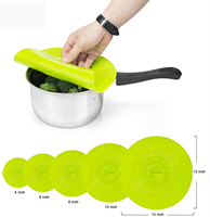 Couvre-aliments en silicone de qualité alimentaire LFGB |   Couvre-bols extensibles réutilisables en 5 tailles pour bol/gobelet/pot |   Logo et couleur personnalisés OEM