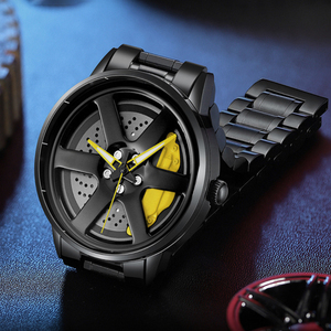 Montre-bracelet robuste pour homme, style mécanique, cadran disque de frein, boîtier noir, mouvement à quartz, montre de sport - Product Image 6