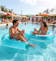 Hamac gonflable en forme de S pour 2 personnes avec porte-gobelet pour adultes, idéal pour les fêtes estivales à la piscine et les vacances