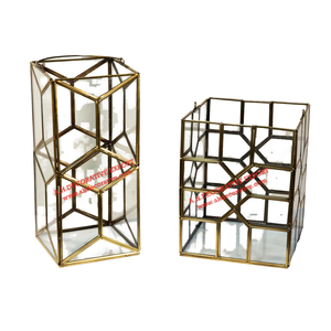 Lanterne à bougie en verre décorative pour table de mariage, fait à la main, au design unique, pour fête, intérieur et extérieur - Product Image 1