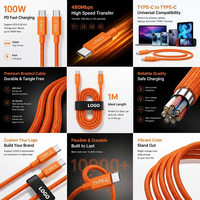 Cable de Carga Rápida de 240W de Fábrica OEM, Cables Tipo C de Alta Calidad, Cable de Datos USB Trenzado de Nailon para Teléfono, Tableta, Cargador de Portátil