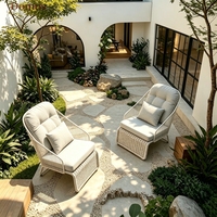 Chaise de jardin moderne en rotin avec structure métallique pour l'extérieur, mobilier de patio pour jardin et cour arrière