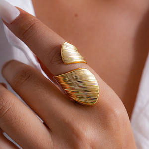 Geometric Gold Plated Cocktail <b>Ring</b> For Women Modern <b>Statement</b> Jewelry Party Fashion <b>Rings</b> - Product Image 1