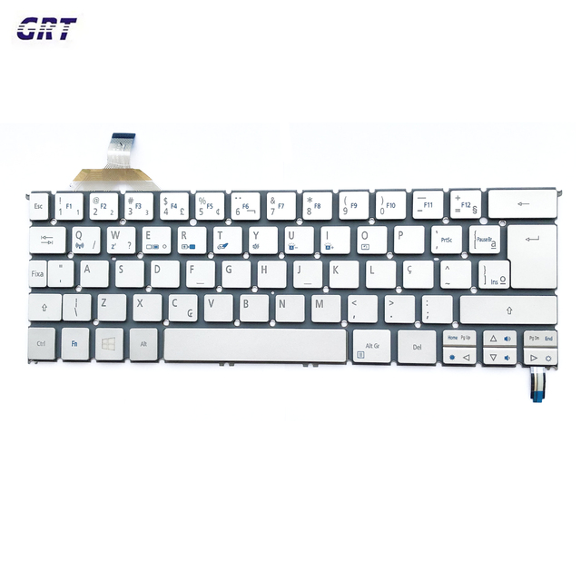 BR Brazil Layout Backlight Replacement Laptop Keyboard for Acer Aspire S7-392 S7-391 S7-391-6822 Silver OEM Factory Price Cheap