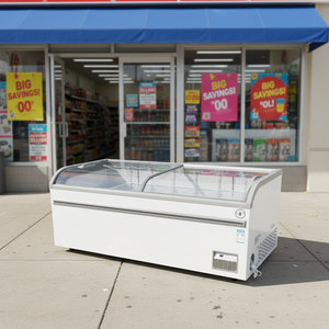 Congélateur coffre commercial à vitre incurvée 500L-700L, vitrine à glaces à porte coulissante pour <span class=keywords><strong>supermarché</strong></span> - Product Image 2