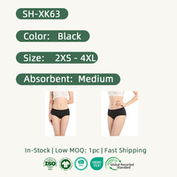 Culottes menstruelles Shanhao OEM pour femmes, coupe haute, coton côtelé, 4 couches absorbantes, sous-vêtements anti-fuites, culottes de règles pour femmes