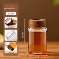 Pot hermétique en verre borosilicate de qualité supérieure avec couvercle en bois d'acacia, anti-fuite, plusieurs tailles, pour céréales, thé, miel, aliments secs, usage en cuisine