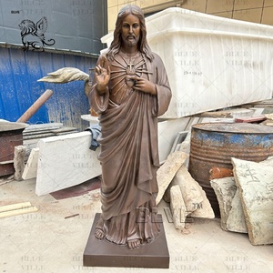 Statue de prière agenouillée grandeur nature en bronze coulé, Jésus, décoration personnalisée pour cimetière et église BLVE - Product Image 5