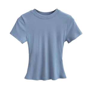 เสื้อยืดผ้าสแปนเด็กซ์แขนสั้นของผู้หญิงเสื้อลำลองแห้งเร็วสำหรับใส่อยู่บ้านฤดูร้อน - Product Image 2