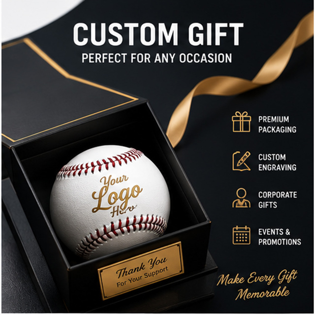 Custom Gift Leather Baseball Premium Luxury Packaging Boxed Personalized Gold Engraving Corporate Event Promotion Souvenir
