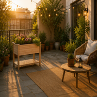 Jardinière surélevée classique 34x18x30 en bois de sapin, bac à plantes extérieur surélevé avec pieds non revêtus pour la culture et le jardinage à domicile