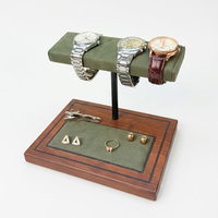 Présentoir de montre en gros en cuir PU, support simple pour montre en cuir PU / bois / velours