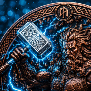 Moneta Commemorativa Personalizzata 3D ad Alto Rilievo di Thor, Dio <span class=keywords><strong>Nordico</strong></span>, in Rame Anticato, Moneta Vichinga Mjolnir per Collezioni di Lusso - Product Image 3