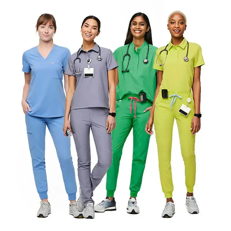 スクラブ看護ユニフォームセット医療スクラブ病院最高品質の医師と看護師女性の環境に優しい織りカスタマイズされた色