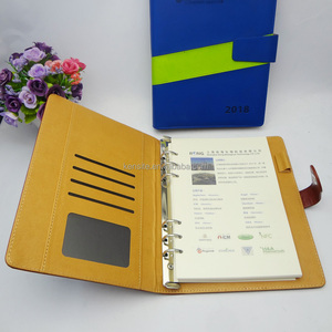 Organiseur de planificateur à 6 anneaux en cuir PU en gros, bleu, A5, carnet à spirales à feuilles mobiles - Product Image 3