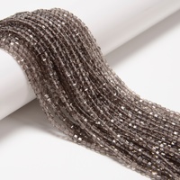 Vente en gros de perles de cristal en obsidienne fumée naturelle, rubis, quartz rose, facettées en forme de cube de Rubik, 2/3/4 mm, pour la fabrication de bijoux, bracelets
