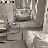 Canapé Caterpillar en cuir argenté, style Togo minimaliste italien, fauteuil de relaxation, canapé individuel en mousse haute élasticité pour villa et appartement
