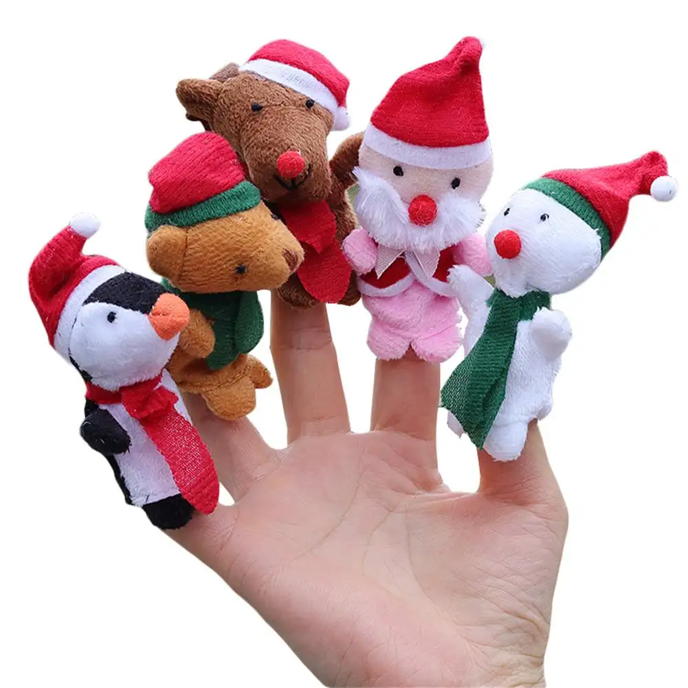 5 pcs/पैक उंगली की कठपुतली बेबी मिनी सेंटा क्रिसमस पशु गुड़िया उंगली की कठपुतली गुड़िया उंगली की कठपुतली