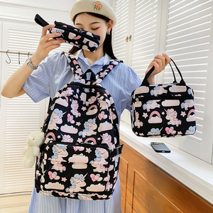 Nueva Mochila Escolar de Nailon a la Moda para Estudiantes de Primaria y Secundaria, Juego de Tres Piezas de Gran Capacidad para Reducir la Carga - Product Image 5