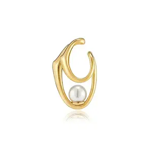 Light luxury geometry Pearl Ear Brass gilding 24k Niche designer styles High quality jewelry Women's Clip-on earrings