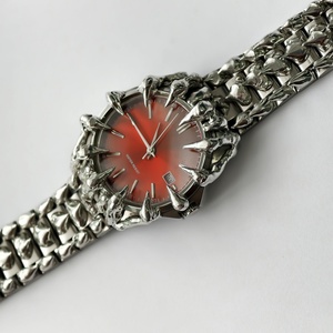 Montre à cadran arabe unique faite à la main, montre à quartz avec breloque griffe, montres vintage soudées, montres gothiques en acier inoxydable pour hommes, montres en albâtre - Product Image 2