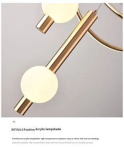 Lampes suspendues pour décor à la maison Restaurant Creative Nordic Living Room Glossy LED Pendant Chandelier - Product Image 6