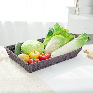 Panier de rangement rectangulaire en rotin tressé imitation fait main, écologique, pour fruits, légumes et usages divers - Product Image 5