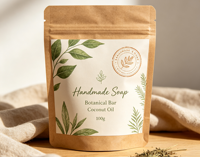 Sachet Doypack pour savon à la vodka fait main, impression numérique, mini-sachet pompe, format hôtel, savon en barre 100g
