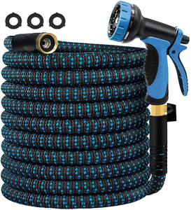 High Quality Strongest <b>Expanding</b> Polyester Garden <b>Hose</b> with Solid Brass Connectors Wall Mountable & Adjustable - Product Image 1