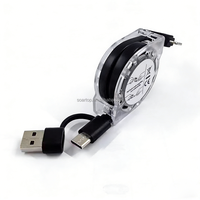 Cable de Carga Rápida Portátil con Logotipo Personalizado, Cable de Sincronización de Datos Multi Interfaz 4 en 1 con Retráctil