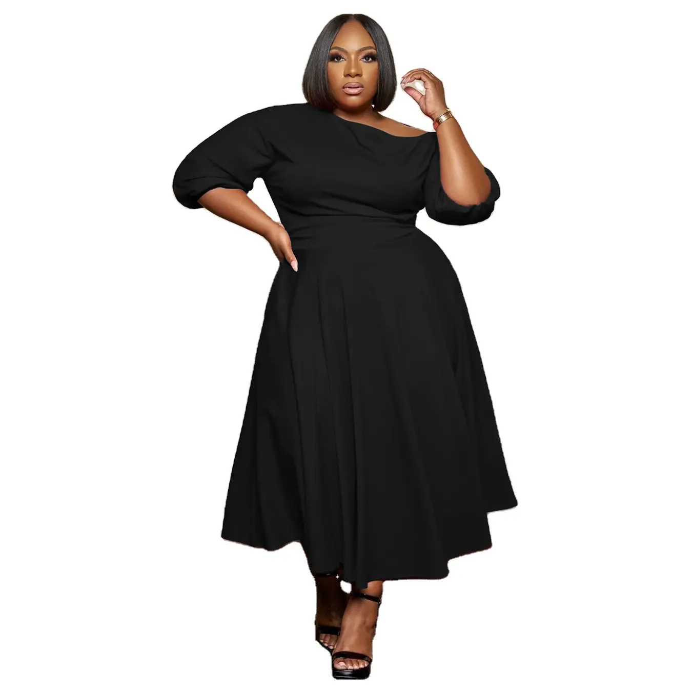 Plus size elegant black african party evening dress for women 2023