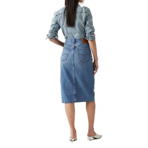 Jupes longues en jean personnalisées pour femmes, en coton de haute qualité, bleu vintage classique, fendues, taille haute, jupe longue pour femmes - Product Image 5