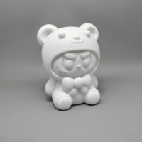 Sculpture d'ours populaire en résine pour l'art fluide de Noël, figurines DIY écologiques faites à la main, blanches, style graffiti, avec tirelire