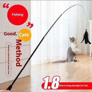 Teleskops tange <span class=keywords><strong>Cat</strong></span> Retract able Pet Interactive Bell <span class=keywords><strong>Feather</strong></span> Wand Spielzeug - Product Image 2