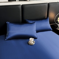 Parure de draps de luxe en soie glacée – Draps de lit en polyester satiné couleur unie