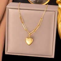 Parure de bijoux Novirassine en forme de cœur pêche plaqué or 18 carats pour femme, collier et bracelet, inaltérable, pour Noël et la Saint-Valentin