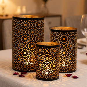 Portavelas Votivas Dorados al por Mayor con Diseño Personalizado para Decoración del Hogar y Bodas - Product Image 1