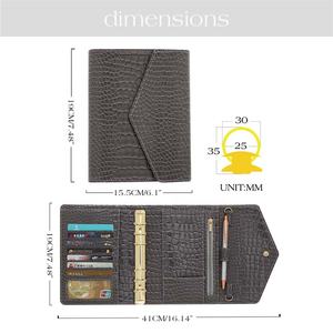 <span class=keywords><strong>Etsy</strong></span> sıcak Ins A6 timsah deri bütçe bağlayıcı cüzdan ile 6 altın yüzük Spiral tarzı gündem kapak Fly yaprak mükemmel hediye - Product Image 4