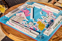 Tuiles de Mahjong Léopard Rose Vif Joker avec Accents Turquoise, Pois et Fleurs Tropicales, Peintes à la Main en Acrylique, Ensemble Américain, Cadeau