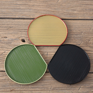 Japanese Style Half Moon <b>Tray</b> Green Yellow <b>Black</b> Tea Set <b>Serving</b> <b>Tray</b> Hotel Coffee Dessert Platter - Product Image 1
