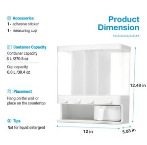 Boîte de rangement pour pain à 4 compartiments, avec perles parfumées, murale, pour aliments secs, organisation de cuisine, distributeur de riz, tasses doseuses, en PP - Product Image 3