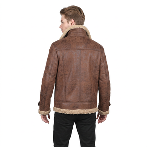 Blouson Bomber Décontracté Homme Hiver Haute Qualité en Cuir Véritable Peau de Mouton Lavé avec Fermeture Éclair – Service OEM – Vente Flash - Product Image 4