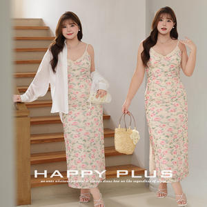 Robe fourreau à imprimé floral et col en V, taille ajustée, grande taille pour femme N9299 - Product Image 5