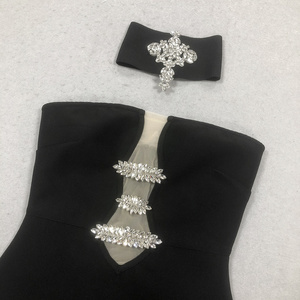 C3755 migugarment alta calidad rhinestone fuera del hombro apretado vendaje vestido largo negro de las mujeres sin espalda elegante vestido de noche - Product Image 5