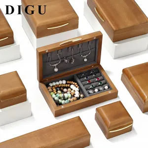 Logo ile DiIGU özel hediye ambalaj ahşap yüzük küpe kolye bileklik marka takı hediye kutusu için takı kutusu seti